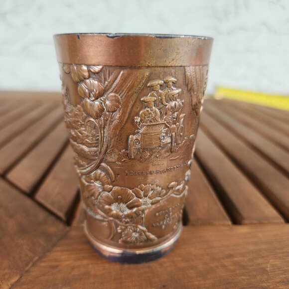 Antique "Souvenir of Vancouver BC" Copper Cup Stanley Park Waterfront CPR Depot - Picture 2 of 16